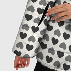 Куртка зимняя женская Черные и серые сердечки, цвет: 3D-светло-серый — фото 2