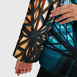 Куртка зимняя женская Неоновые абстрактные фигуры и фонари - Синий, цвет: 3D-светло-серый — фото 2