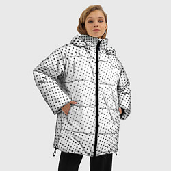 Куртка зимняя женская Газетные точки - текстура, цвет: 3D-черный — фото 2