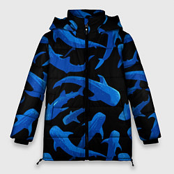 Куртка зимняя женская Стая акул - паттерн, цвет: 3D-светло-серый