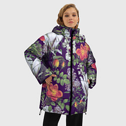 Куртка зимняя женская Оранжевые Цветы Сада, цвет: 3D-светло-серый — фото 2