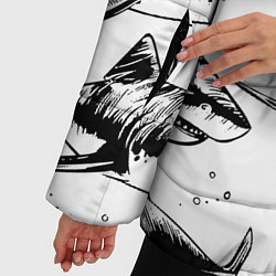 Куртка зимняя женская Кровожадные акулы - стая, цвет: 3D-светло-серый — фото 2
