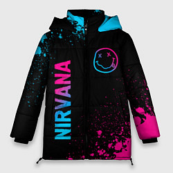 Куртка зимняя женская Nirvana - neon gradient: символ и надпись вертикал, цвет: 3D-черный