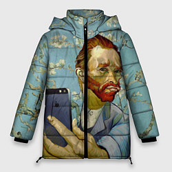 Куртка зимняя женская Ван Гог Селфи - Арт Портрет, цвет: 3D-черный