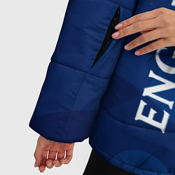 Куртка зимняя женская Сборная Англии Синяя Абстракция, цвет: 3D-черный — фото 2