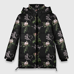 Куртка зимняя женская Дизайн из роз, цвет: 3D-черный