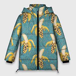 Куртка зимняя женская Леопардовый банан паттерн, цвет: 3D-черный