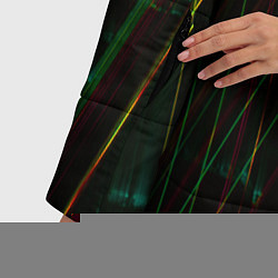 Куртка зимняя женская Абстрактное множество зелёных неоновых лучей, цвет: 3D-красный — фото 2