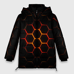 Куртка зимняя женская Раскалённые соты - текстура, цвет: 3D-красный