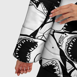 Куртка зимняя женская Пасти акул - паттерн, цвет: 3D-светло-серый — фото 2