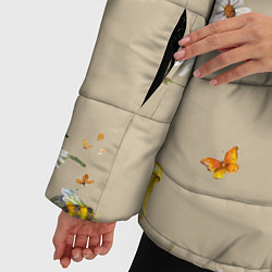 Куртка зимняя женская Нарисованные Цветы Ромашки и Пчёлы, цвет: 3D-светло-серый — фото 2