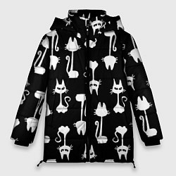 Куртка зимняя женская Перевёрнутые Коты, цвет: 3D-черный
