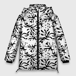 Куртка зимняя женская Черно белый абстрактный модный узор, цвет: 3D-светло-серый