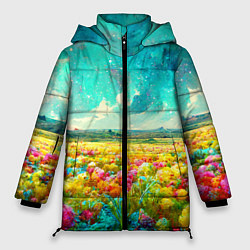 Куртка зимняя женская Бесконечное поле цветов, цвет: 3D-светло-серый