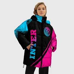 Куртка зимняя женская Inter - neon gradient: символ и надпись вертикальн, цвет: 3D-черный — фото 2