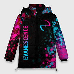 Куртка зимняя женская Evanescence - neon gradient: символ и надпись верт, цвет: 3D-черный