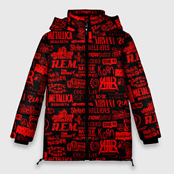 Куртка зимняя женская Collection of musical rock bands, цвет: 3D-черный