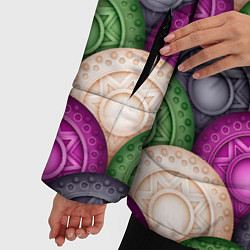 Куртка зимняя женская Круглый калейдоскоп абстракция, цвет: 3D-светло-серый — фото 2