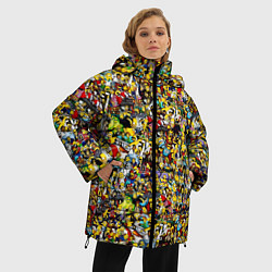 Куртка зимняя женская Симпсоны все Герои, цвет: 3D-черный — фото 2