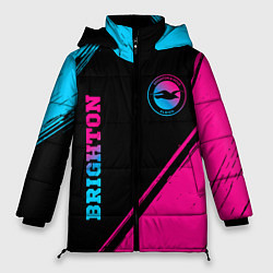 Куртка зимняя женская Brighton - neon gradient: символ и надпись вертика, цвет: 3D-черный