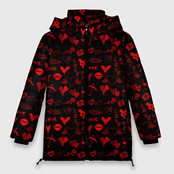 Куртка зимняя женская Знаки нашей любви, цвет: 3D-красный