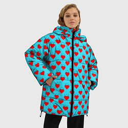 Куртка зимняя женская Лайки и черточки, цвет: 3D-красный — фото 2