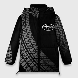 Куртка зимняя женская Subaru tire tracks, цвет: 3D-черный