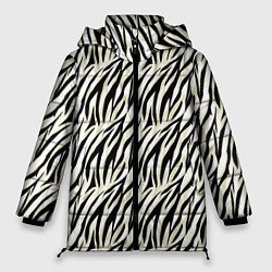 Куртка зимняя женская Тигровый полосатый узор-черные, бежевые полосы на, цвет: 3D-светло-серый