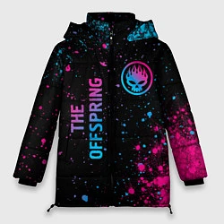 Куртка зимняя женская The Offspring - neon gradient: надпись, символ, цвет: 3D-черный