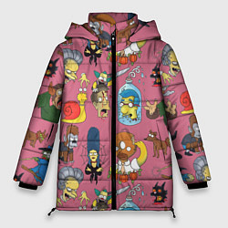 Куртка зимняя женская Персонажи Симпсонов - horror pattern, цвет: 3D-черный