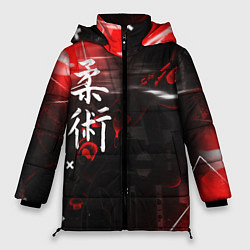 Куртка зимняя женская Джиу-Джитсу : Глитч красный, цвет: 3D-черный
