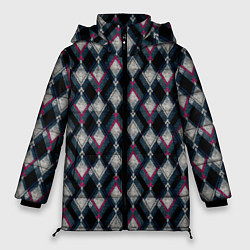 Куртка зимняя женская Классический ромбовидный текстурированный узор на, цвет: 3D-черный