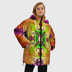 Куртка зимняя женская Яркий фрактальный узор, цвет: 3D-светло-серый — фото 2