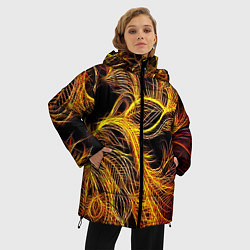 Куртка зимняя женская Фрактальные перья, цвет: 3D-красный — фото 2