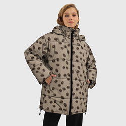 Куртка зимняя женская Кофейные зерна паттерн, цвет: 3D-черный — фото 2