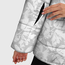 Куртка зимняя женская Белые цветы на светло сером, цвет: 3D-черный — фото 2