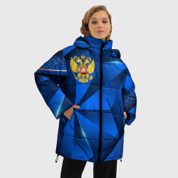 Куртка зимняя женская Герб РФ на синем объемном фоне, цвет: 3D-красный — фото 2