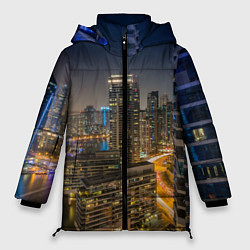 Куртка зимняя женская Ночной красочный город, цвет: 3D-светло-серый