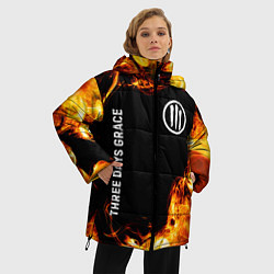 Куртка зимняя женская Three Days Grace и пылающий огонь, цвет: 3D-черный — фото 2