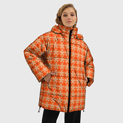 Куртка зимняя женская Цветочки на оранжевом фоне, цвет: 3D-светло-серый — фото 2