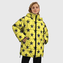 Куртка зимняя женская Звездный фон желтый, цвет: 3D-красный — фото 2