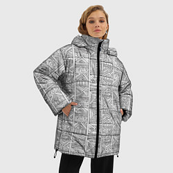 Куртка зимняя женская Орнамент треугольник, цвет: 3D-светло-серый — фото 2