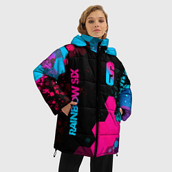 Куртка зимняя женская Rainbow Six - neon gradient: надпись, символ, цвет: 3D-черный — фото 2