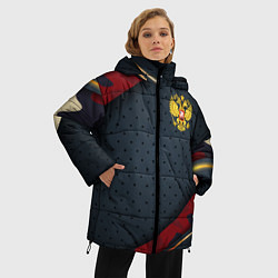 Куртка зимняя женская Герб России черно-красный камуфляж, цвет: 3D-черный — фото 2