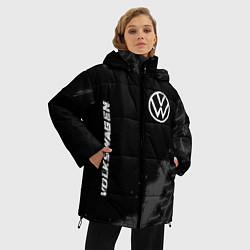 Куртка зимняя женская Volkswagen speed на темном фоне со следами шин: на, цвет: 3D-черный — фото 2