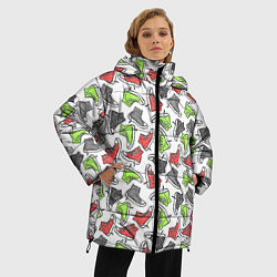 Куртка зимняя женская Кеды разноцветные поп арт, цвет: 3D-красный — фото 2