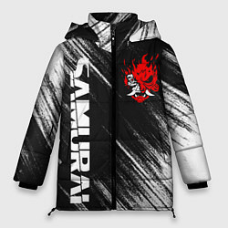 Куртка зимняя женская Киберпанк - Потертости - Samurai, цвет: 3D-светло-серый