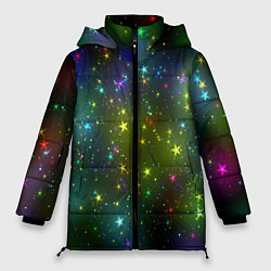 Куртка зимняя женская Маленькие неоновые звездочки, цвет: 3D-светло-серый