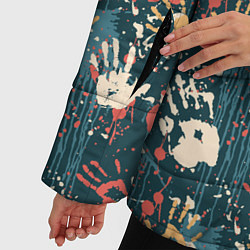 Куртка зимняя женская Отпечатки рук граффити, цвет: 3D-красный — фото 2