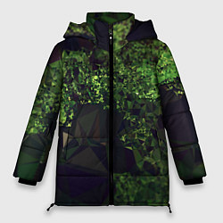 Женская зимняя куртка Полигональные фоны зеленые